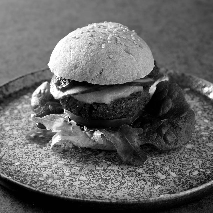 plant-based Burger with ketchup and cheddar